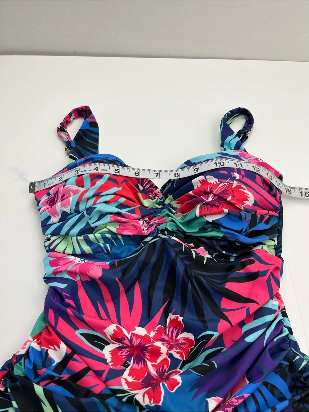 Bleu Rod Beattie Tropical Floral One-Piece Swimsuit Pink Blue Underwire Women 10